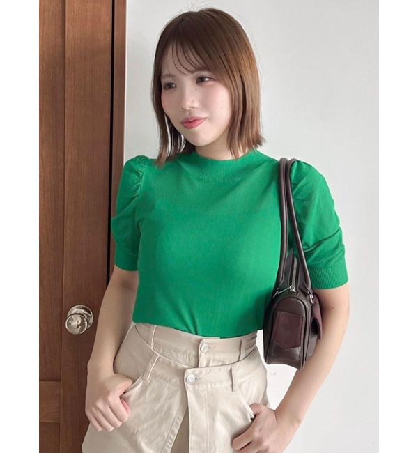 dazzlin「コンパクトギャザーシアーニットトップス」|ニット・セーター|