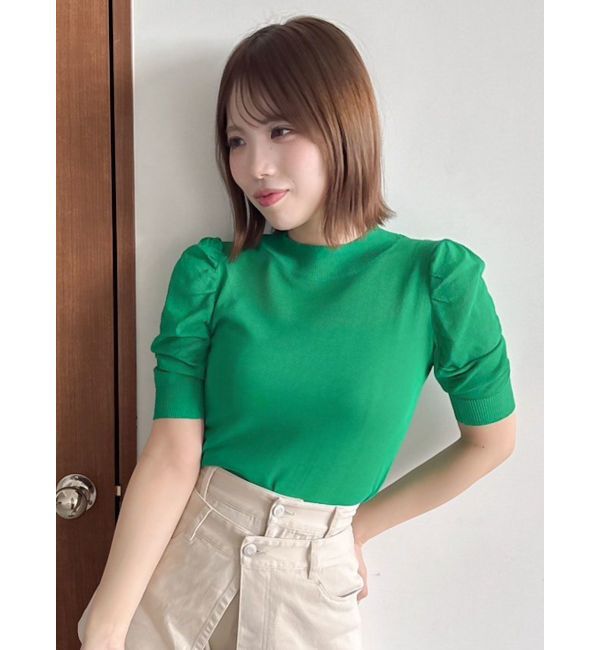 dazzlin「コンパクトギャザーシアーニットトップス」|ニット・セーター|