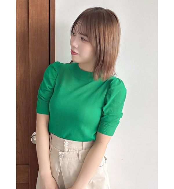 dazzlin「コンパクトギャザーシアーニットトップス」|ニット・セーター|