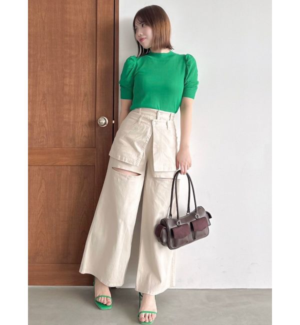 dazzlin「コンパクトギャザーシアーニットトップス」|ニット・セーター|