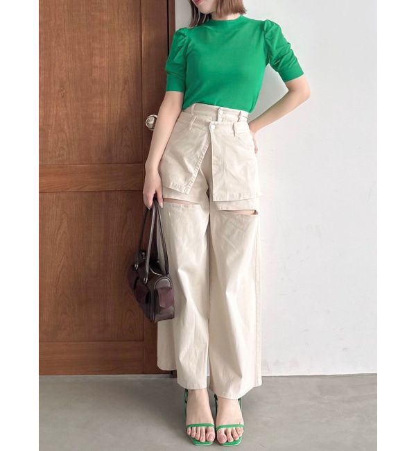 dazzlin「コンパクトギャザーシアーニットトップス」|ニット・セーター|