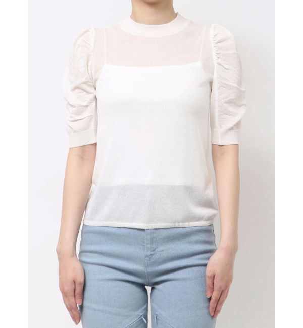 dazzlin「コンパクトギャザーシアーニットトップス」|ニット・セーター|