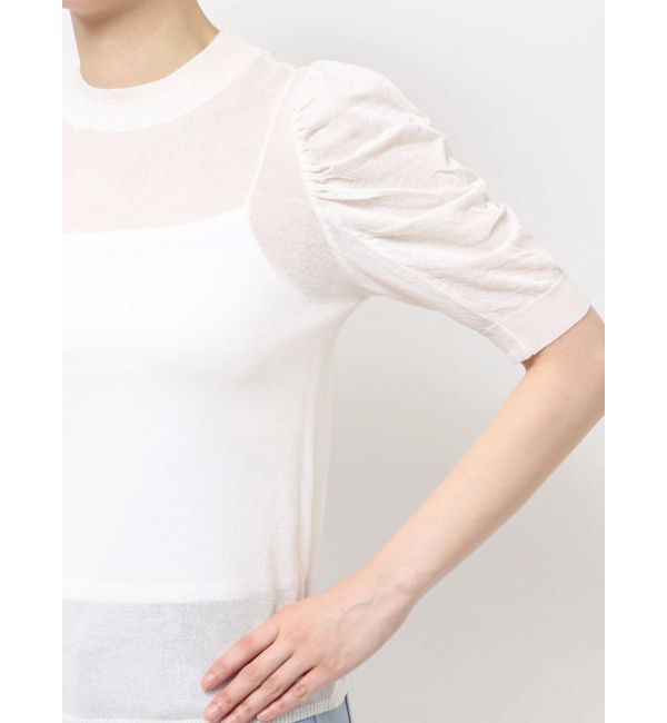 dazzlin「コンパクトギャザーシアーニットトップス」|ニット・セーター|