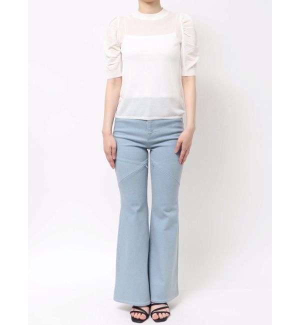 dazzlin「コンパクトギャザーシアーニットトップス」|ニット・セーター|