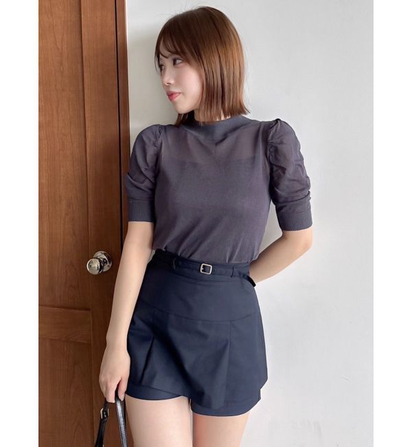 dazzlin「コンパクトギャザーシアーニットトップス」|ニット・セーター|