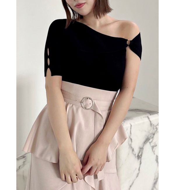 dazzlin「ワンショルリングリブニット」|ニット・セーター|ブラック