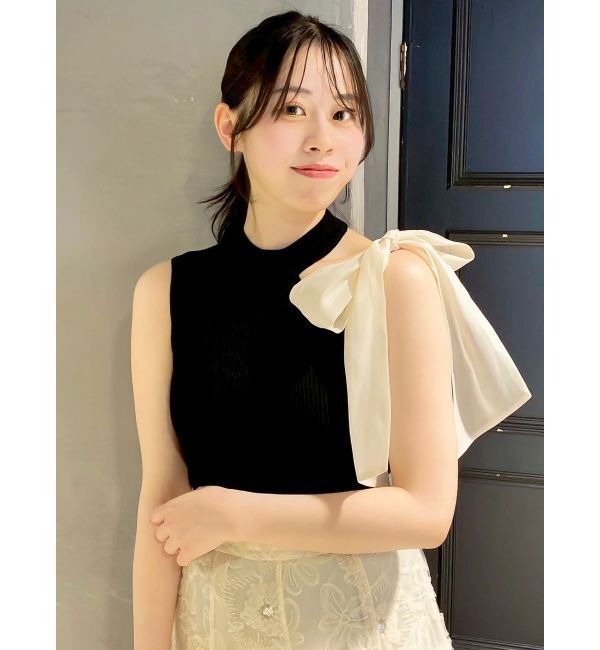 dazzlin「ワンショルリボンノースリトップス」|ニット・セーター|