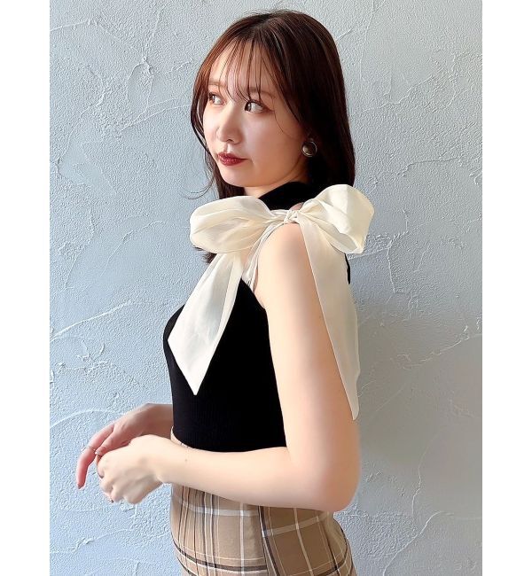 dazzlin「ワンショルリボンノースリトップス」|ニット・セーター|