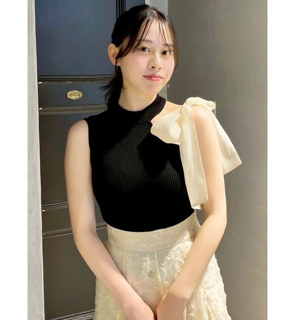 dazzlin「ワンショルリボンノースリトップス」|ニット・セーター|