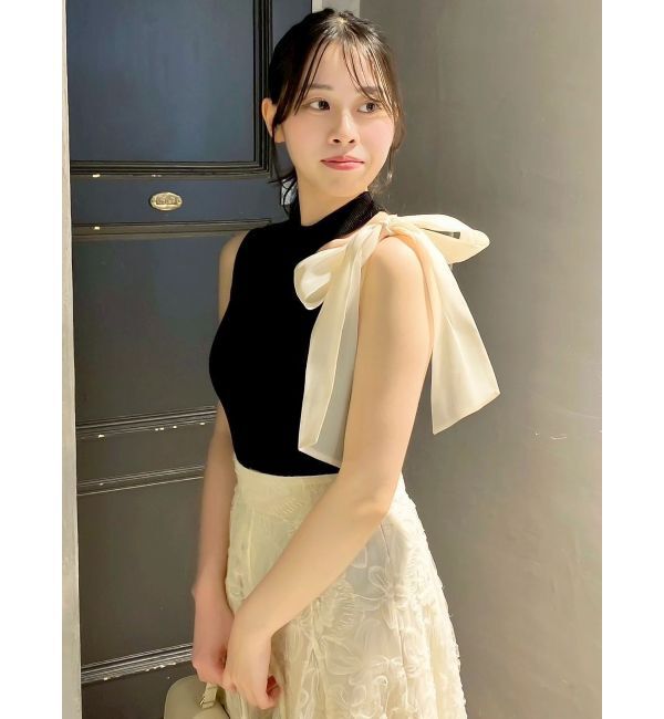 dazzlin「ワンショルリボンノースリトップス」|ニット・セーター|