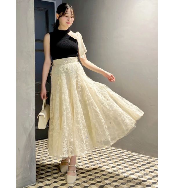 dazzlin「ワンショルリボンノースリトップス」|ニット・セーター|