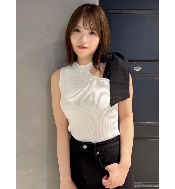 dazzlin「ワンショルリボンノースリトップス」|ニット・セーター|