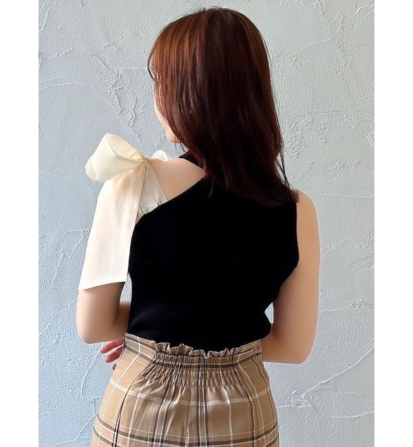 dazzlin「ワンショルリボンノースリトップス」|ニット・セーター|