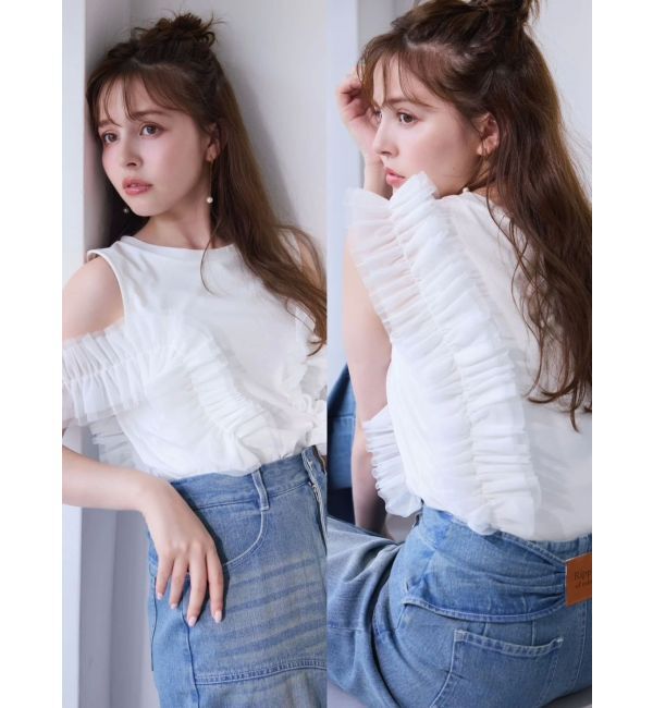 dazzlin「フリルギャザードッキングカットソー」|Tシャツ・カットソー|