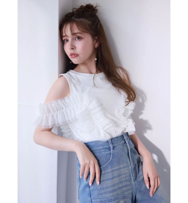 dazzlin「フリルギャザードッキングカットソー」|Tシャツ・カットソー|