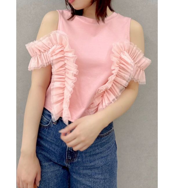 dazzlin「フリルギャザードッキングカットソー」|Tシャツ・カットソー|