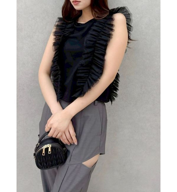 dazzlin「フリルギャザードッキングカットソー」|Tシャツ・カットソー|