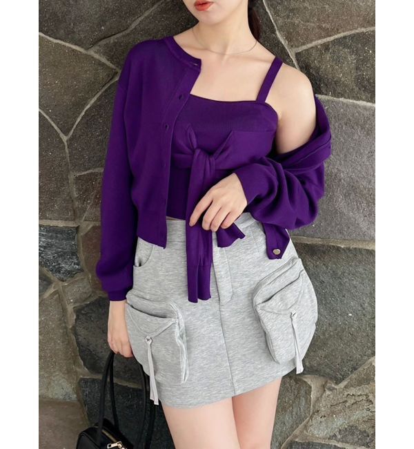 dazzlin「片結びニットビスチェ」|キャミソール|パープル