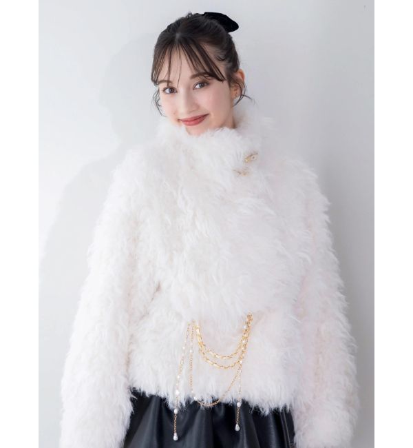 dazzlin「パールチェーンエコファーブルゾン」|ブルゾン・スタジャン|