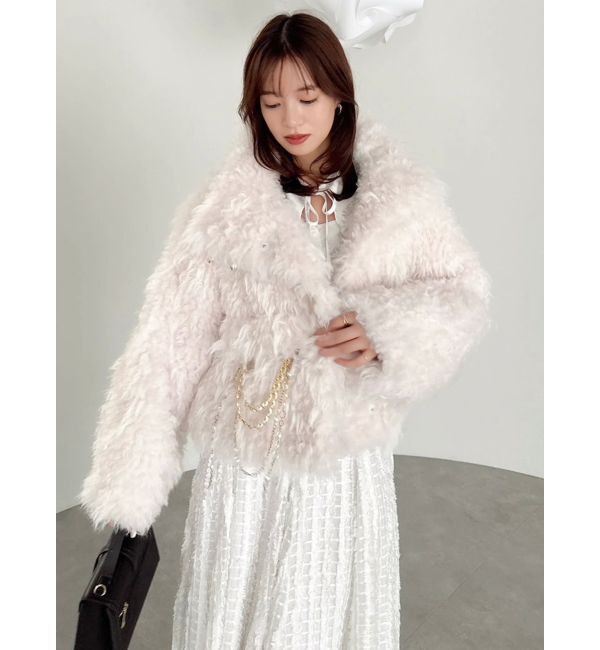 dazzlin「パールチェーンエコファーブルゾン」|ブルゾン・スタジャン|