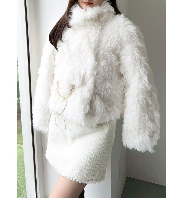 dazzlin「パールチェーンエコファーブルゾン」|ブルゾン・スタジャン|