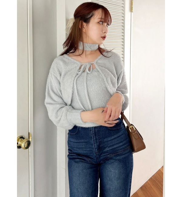 dazzlin「チョーカー付ミニシャギーニットキャミソール」|キャミソール|