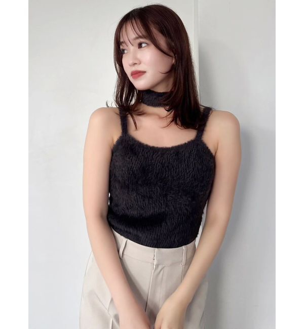 dazzlin「チョーカー付ミニシャギーニットキャミソール」|キャミソール|