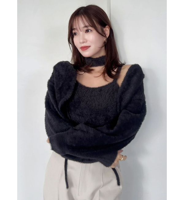 dazzlin「チョーカー付ミニシャギーニットキャミソール」|キャミソール|