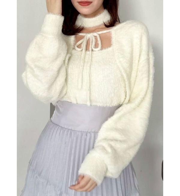 dazzlin「チョーカー付ミニシャギーニットキャミソール」|キャミソール|