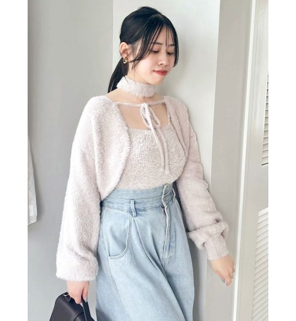 dazzlin「チョーカー付ミニシャギーニットキャミソール」|キャミソール|