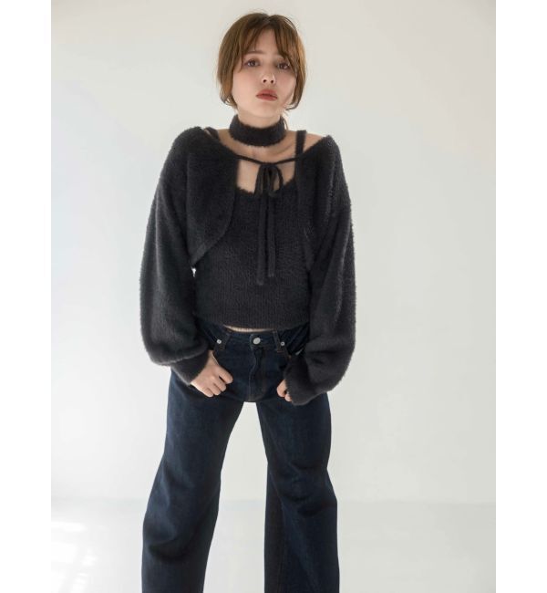 dazzlin「チョーカー付ミニシャギーニットキャミソール」|キャミソール|