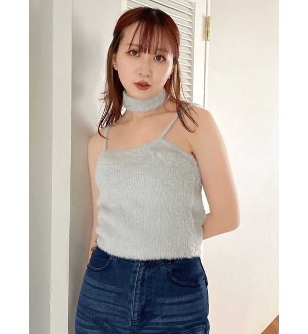 dazzlin「チョーカー付ミニシャギーニットキャミソール」|キャミソール|