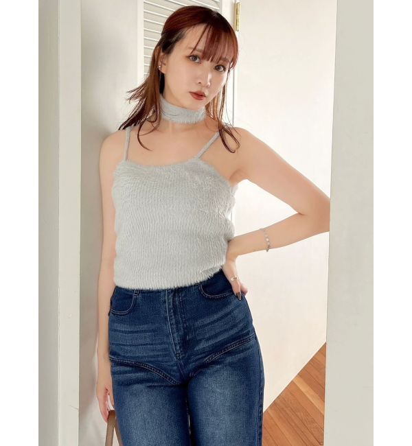 dazzlin「チョーカー付ミニシャギーニットキャミソール」|キャミソール|