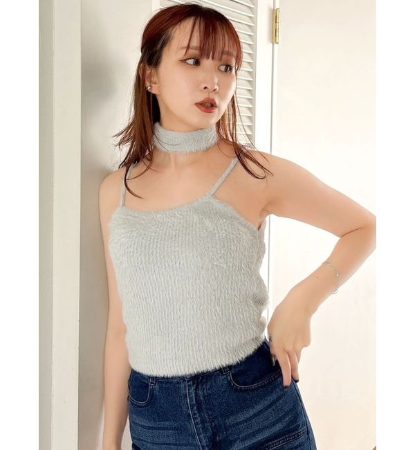 dazzlin「チョーカー付ミニシャギーニットキャミソール」|キャミソール|