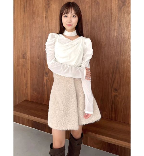 dazzlin「チョーカー付ドレープシアーベロアトップス」|Tシャツ・カットソー|