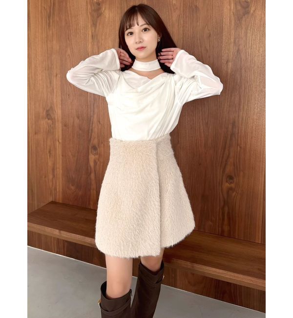 dazzlin「チョーカー付ドレープシアーベロアトップス」|Tシャツ・カットソー|