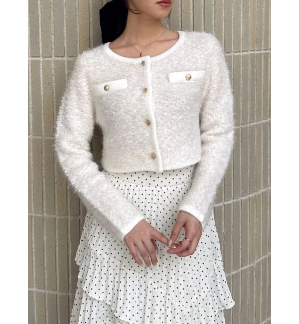 dazzlin「【セット対応】ヘアリーニットジャケット」|ノーカラージャケット|