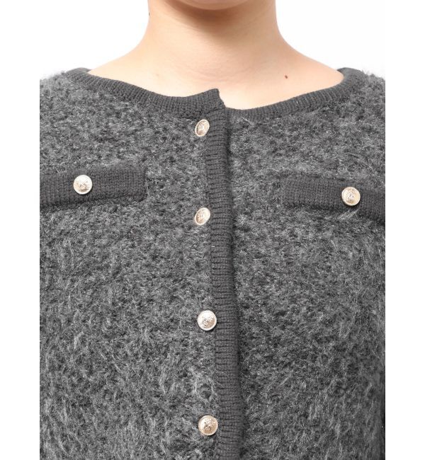 dazzlin「【セット対応】ヘアリーニットジャケット」|ノーカラージャケット|
