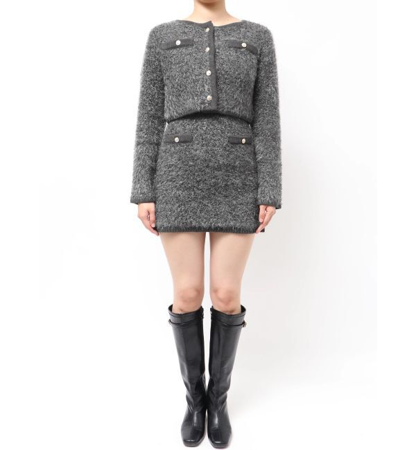 dazzlin「【セット対応】ヘアリーニットジャケット」|ノーカラージャケット|