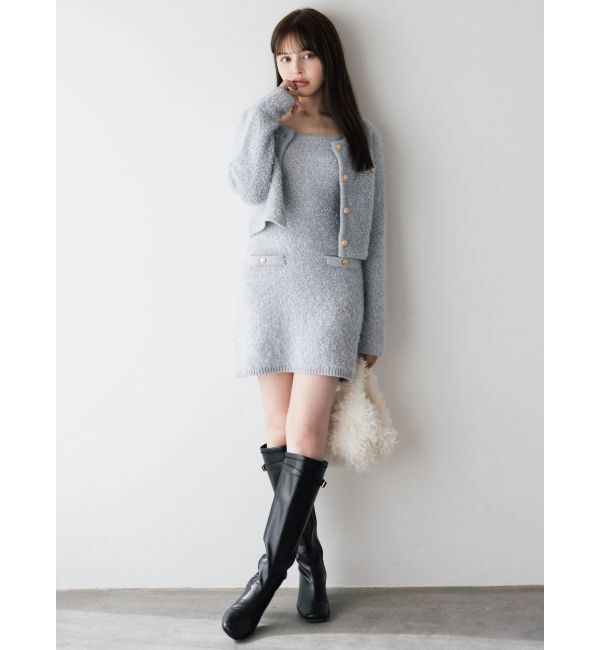 dazzlin「【セット対応】ヘアリーニットジャケット」|ノーカラージャケット|