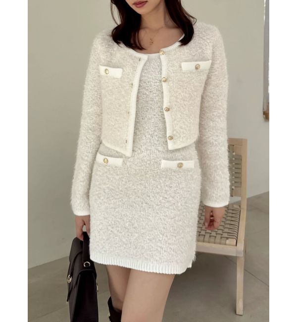 dazzlin「【セット対応】ヘアリーニットジャケット」|ノーカラージャケット|