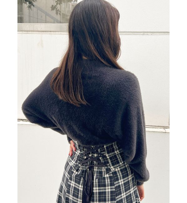 MERCURYDUO「ボトルネックミニシャギーロングスリーブニット」|ニット・セーター|