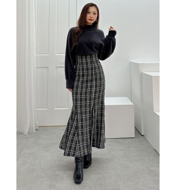 MERCURYDUO「ボトルネックミニシャギーロングスリーブニット」|ニット・セーター|