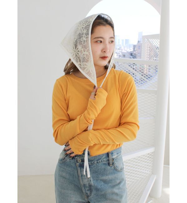 Ungrid「シアーフィットロングスリーブTee」|Tシャツ・カットソー|オレンジ