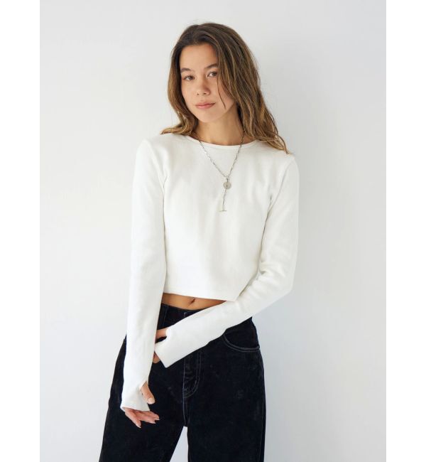 Ungrid「クロップドハニカムロングスリーブTee」|Tシャツ・カットソー|