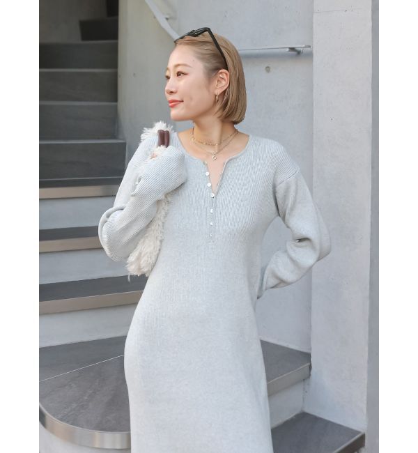 Ungrid「ヘンリーネックニットワンピース」|ワンピース|