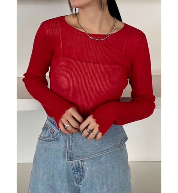 LAGUNAMOON「【WEB限定】シアーリボンニットプルオーバー」|ニット・セーター|