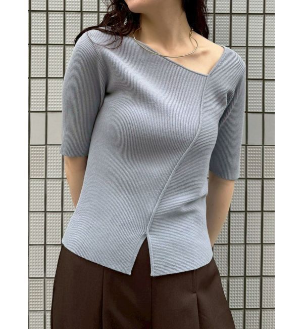 LAGUNAMOON「アシンメトリーリブスリットニットプルオーバー」|ニット・セーター|