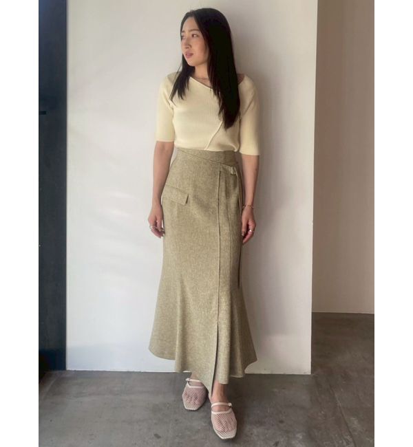 LAGUNAMOON「アシンメトリーリブスリットニットプルオーバー」|ニット・セーター|