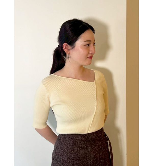LAGUNAMOON「アシンメトリーリブスリットニットプルオーバー」|ニット・セーター|